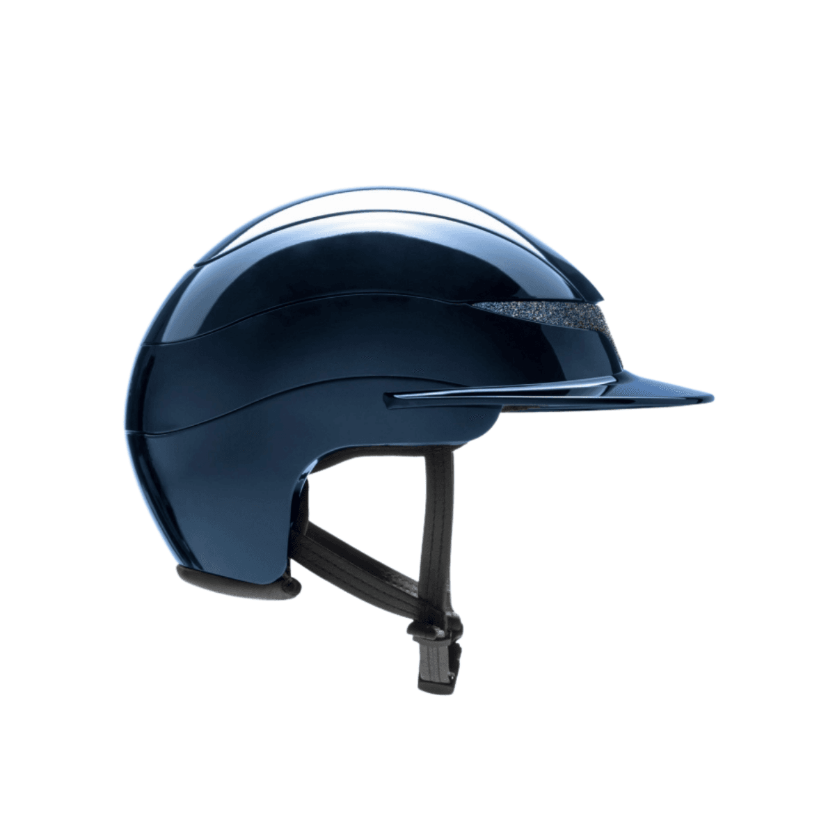 Equiline XANTO - glossy blue helmet with Swarovski crystals on the front band and standard visor